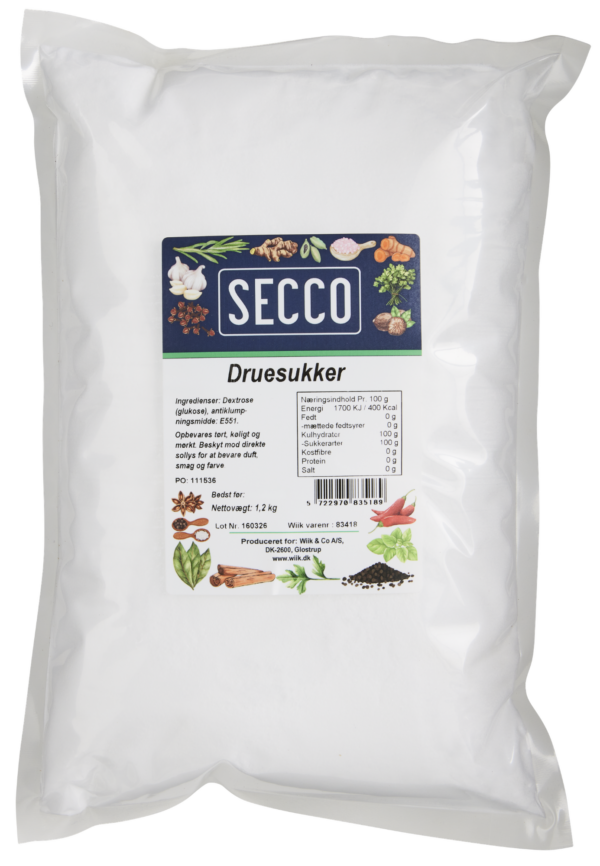 Druesukker/Dextrose Secco 8x1,2kg (Kasse - 8 stk)