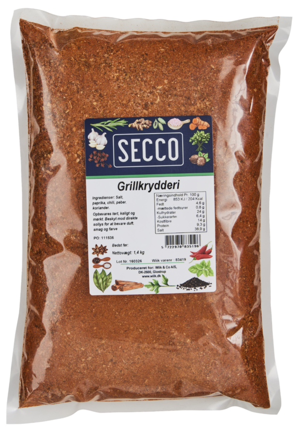 Grill krydderi Secco 8x1,4kg (Kasse - 8 stk)