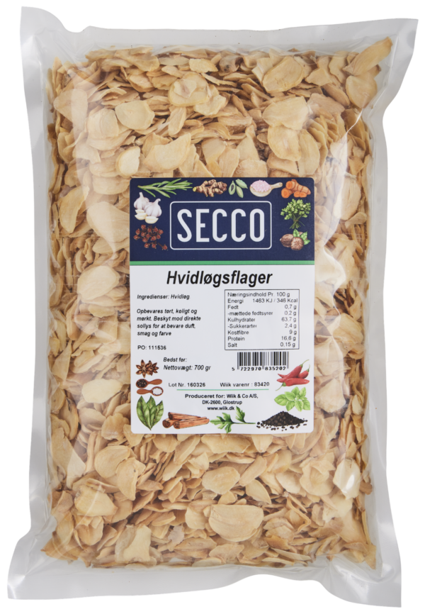 Hvidløgsflager Secco 8x700g (Kasse - 8 stk)