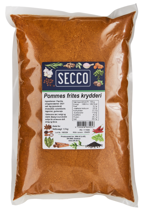 Pommes frites krydderi Secco 8x1,5kg (Kasse - 8 stk)